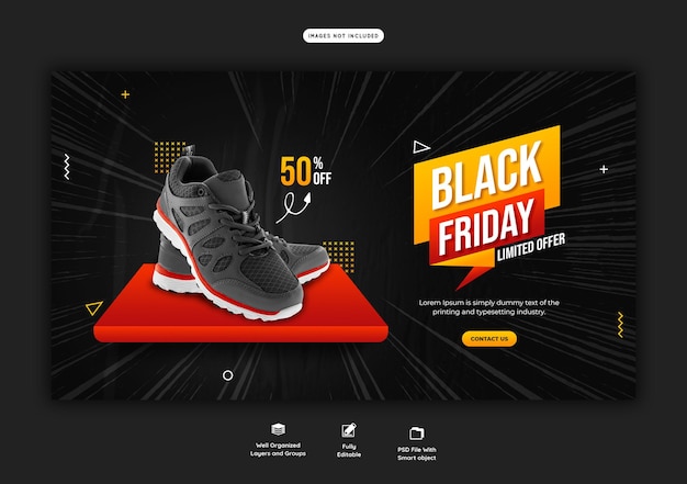 Gratis PSD black friday superverkoop webbannersjabloon