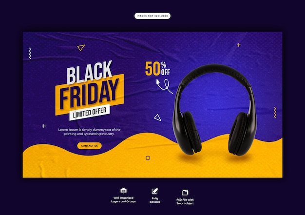 Gratis PSD black friday superverkoop webbannersjabloon