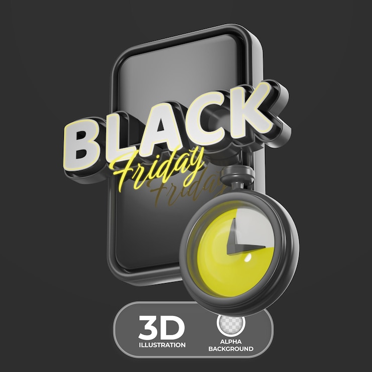 PSD gratuito black friday timer 3d illustration