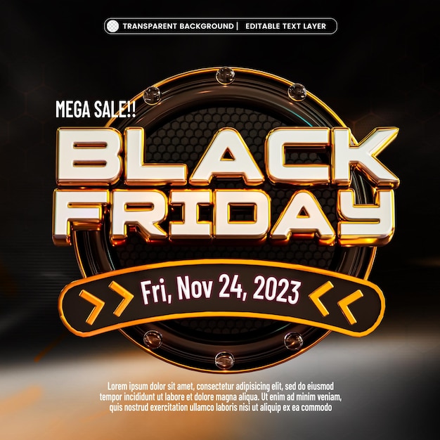 Gratis PSD black friday-verkoopbanner met bewerkbaar teksteffect