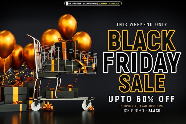 Gratis PSD black friday-verkoopbanner met bewerkbare tekst