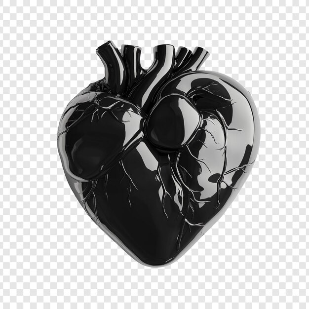 Black Glossy Heart Anatomy 3D Render una exquisita representación del corazón humano