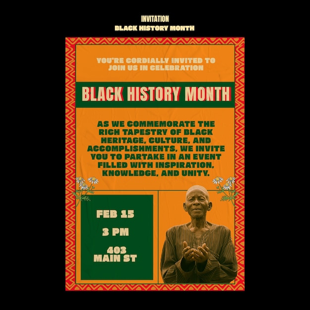 Black history month uitnodigingssjabloon