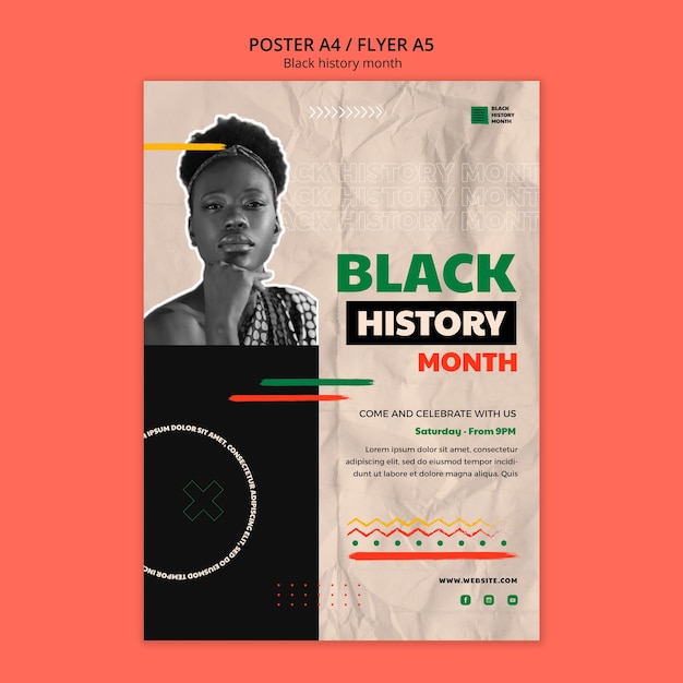 Gratis PSD black history month viering poster sjabloon