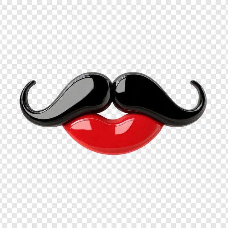 PSD Gratis black mustache red lips 3d render illustration graphic design