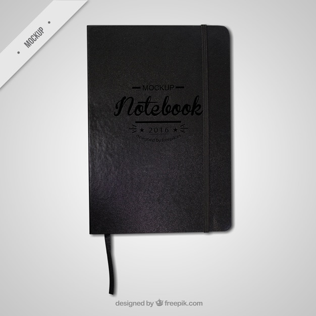 Gratis PSD black notebook mockup