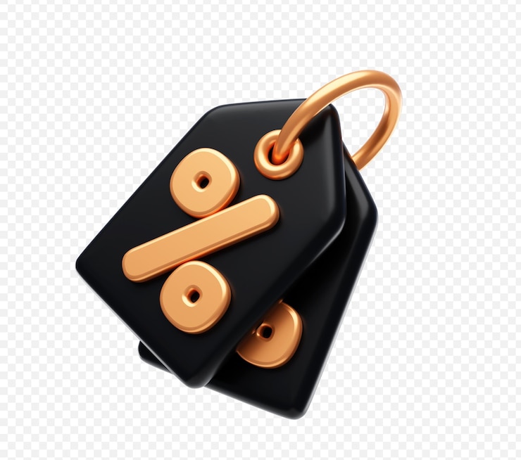 PSD gratuito black percent discount tag icona illustrazione 3d