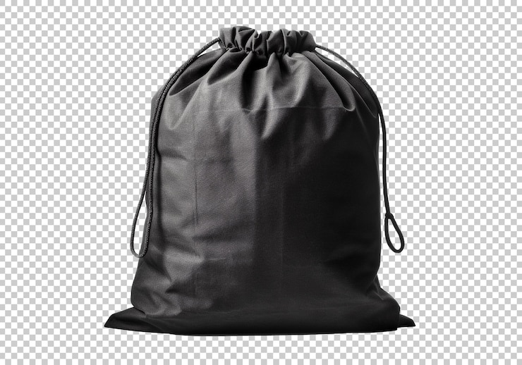 PSD Gratis black realistic laundry bag isolated on background