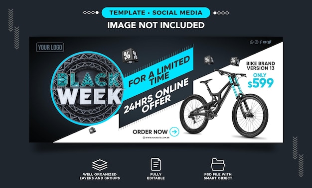 Black week bike social media-banner op tijdelijke aanbieding