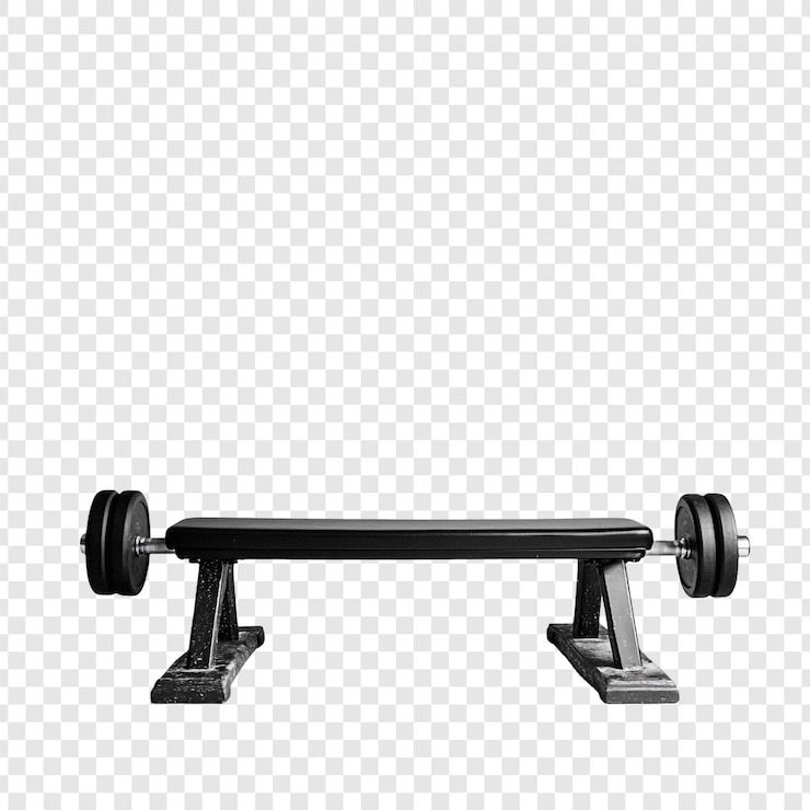 PSD Gratis black weight bench with barbell