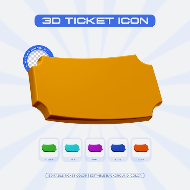 Gratis PSD blank ticket icon 3d render illustratie