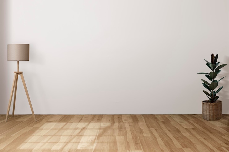 Gratis PSD blank wall psd japandi woonkamer interieur