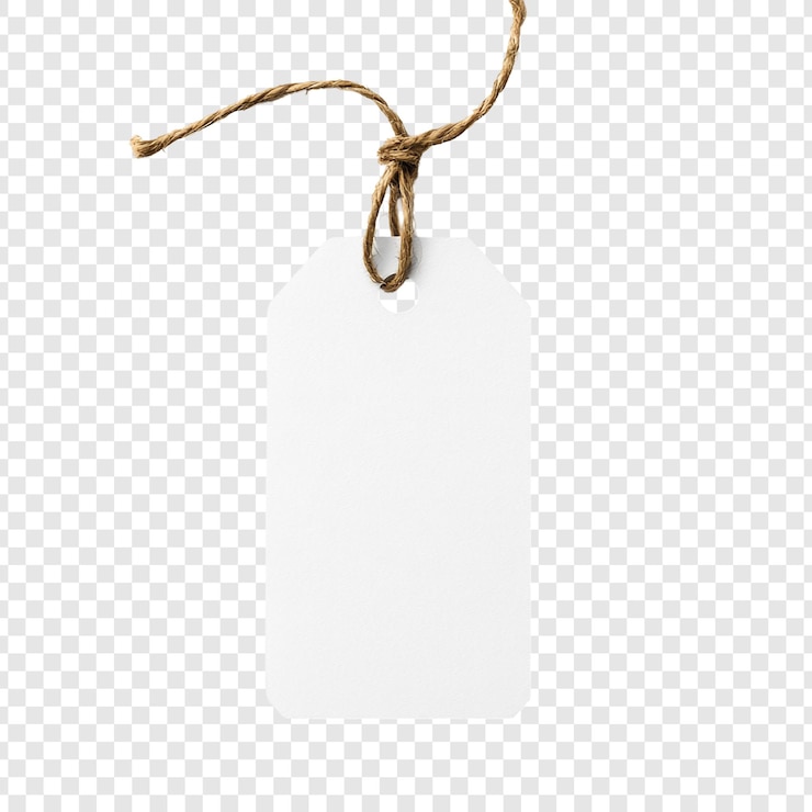 Gratis PSD blank white tag met jute twine perfect voor het maken van etiketten of het geven van geschenken