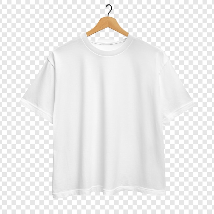 PSD Gratis blank white tshirt on wooden hanger mockup