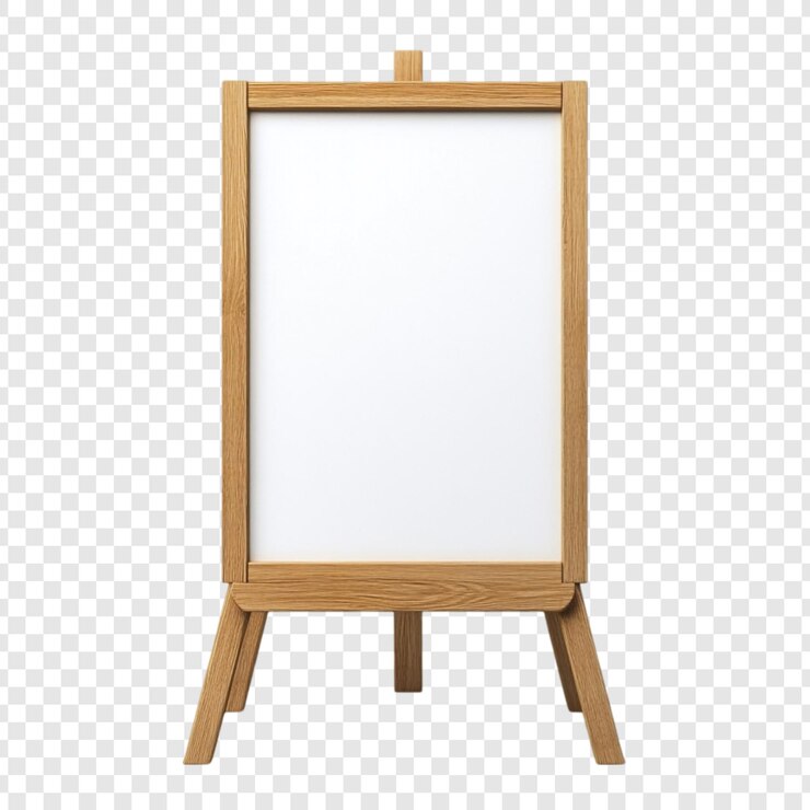 PSD Gratis blank wooden easel signboard mockup