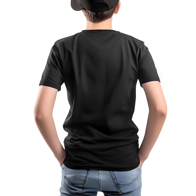 Gratis PSD blank zwart t-shirt mock-up front view geïsoleerd op witte achtergrond