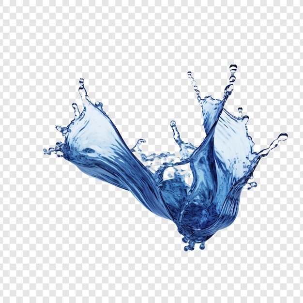 Gratis PSD blauw water spatten alleen geïsoleerd op transparante achtergrond