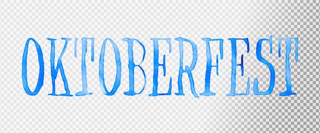 Blauwe oktoberfest aquarel letters op een transparante achtergrond