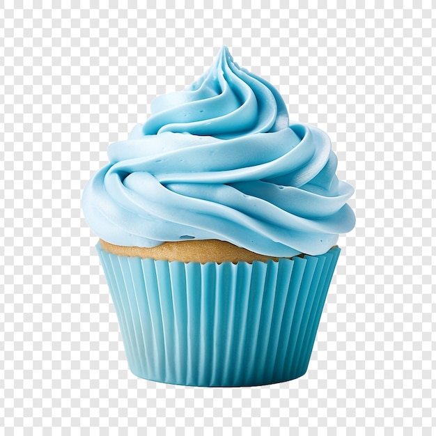 Blauwe suikerglazuur fantasie cupcake geïsoleerd op transparante achtergrond