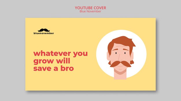 Blauwe youtube-omslagsjabloon voor november