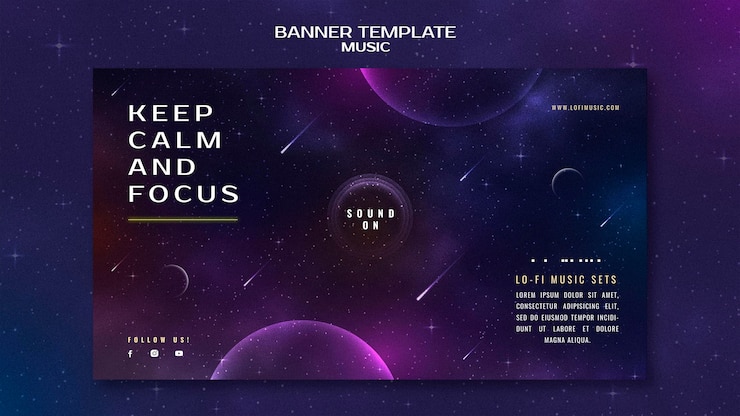 Gratis PSD blijf kalm en focus horizontale spandoeksjabloon