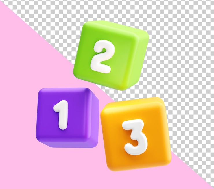 PSD gratuito blocchi di giocattoli a numeri galleggianti 3d per l'apprendimento dei bambini