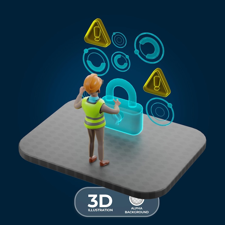 PSD gratuito blocking malware attacks in enterprises 3d illustration