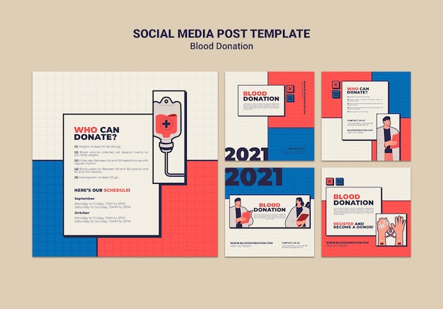 Gratis PSD bloeddonatie social media post sjabloonontwerp