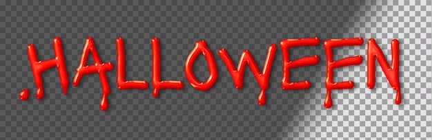 Bloeden 3d-letters voor halloween op een transparante achtergrond