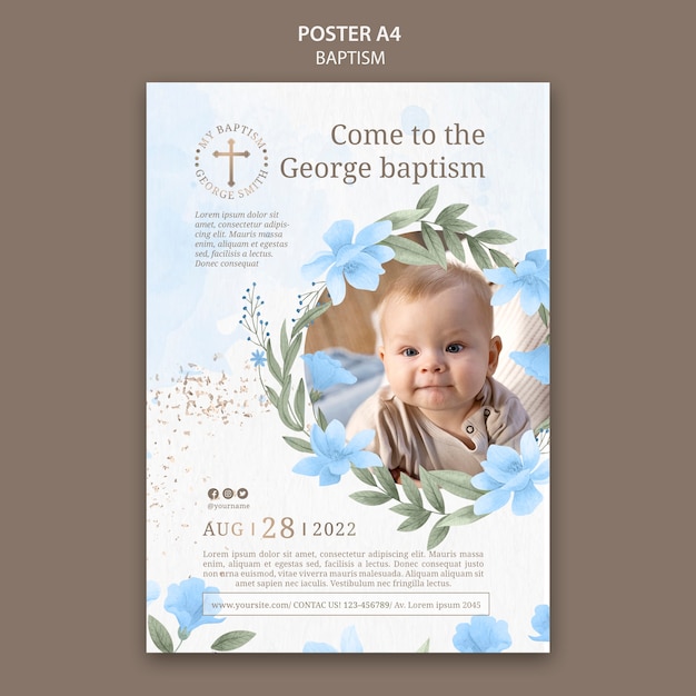 Gratis PSD bloemen doopviering a4 poster