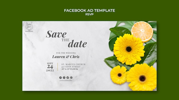 Gratis PSD bloemen rsvp-sjabloonontwerp