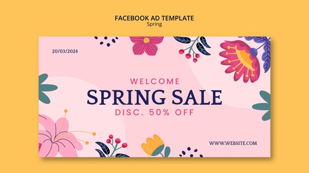 Bloemen voor het voorjaarsseizoen facebook sjabloon