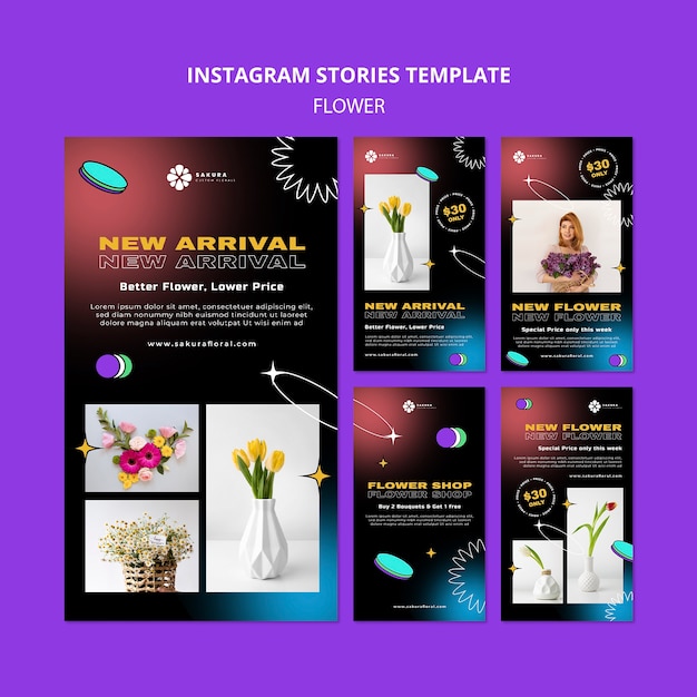 Gratis PSD bloemenwinkel instagram verhalen sjabloon