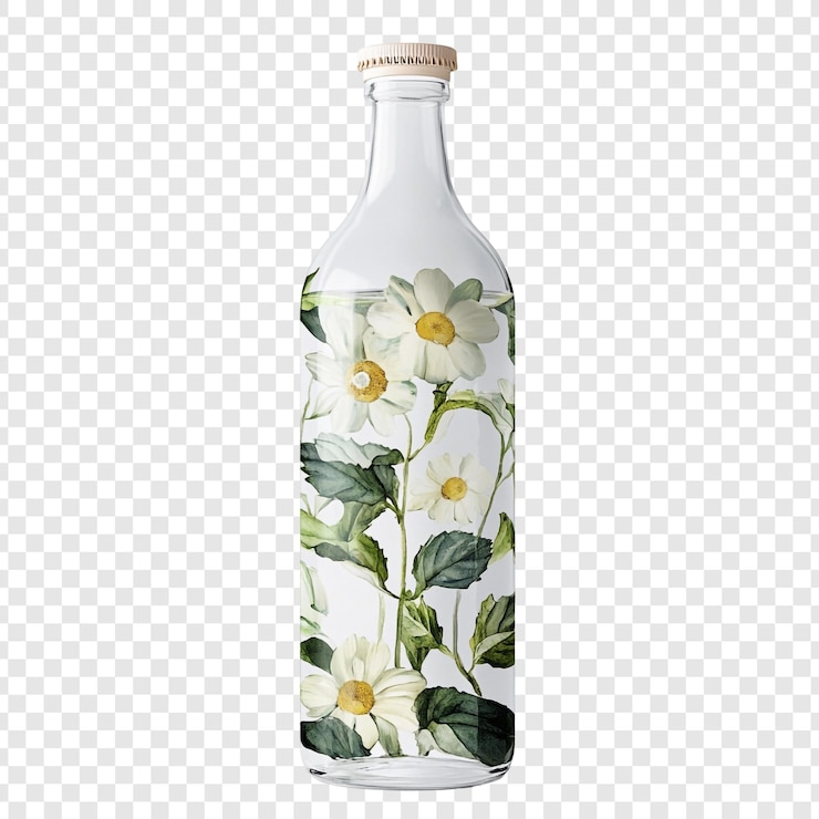 Gratis PSD bloemglasfles een botanische verrassing