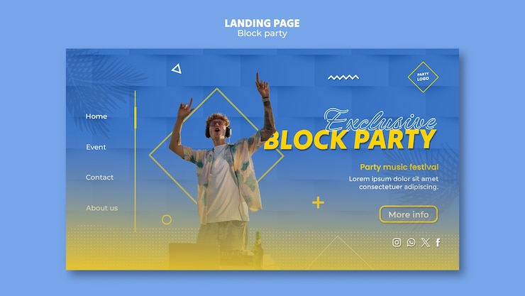 Gratis PSD blok partij sjabloonontwerp
