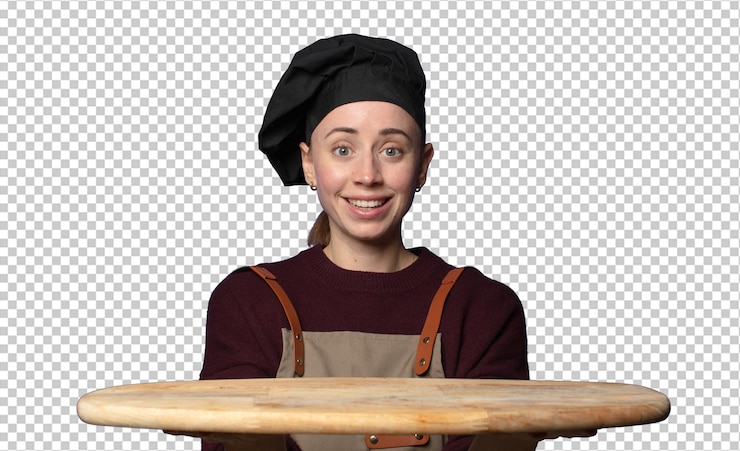 PSD Gratis blonde young pretty chef woman with an empty copy space