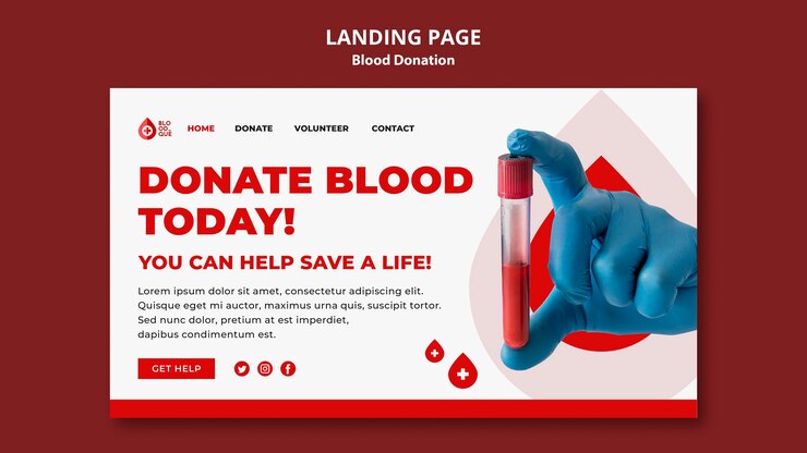 PSD Gratis blood donation landing page