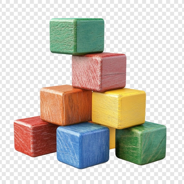 Bloques de madera coloridos apilados en lo alto Edificio divertido y lúdico