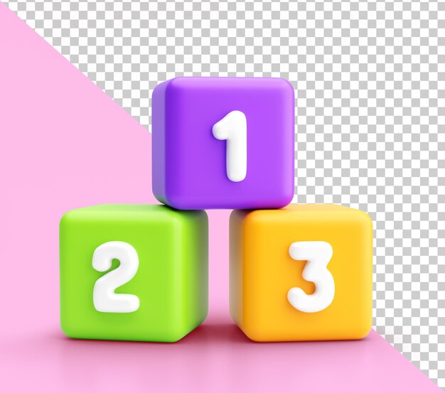 Bloques de números educativos en 3D para niños que aprenden