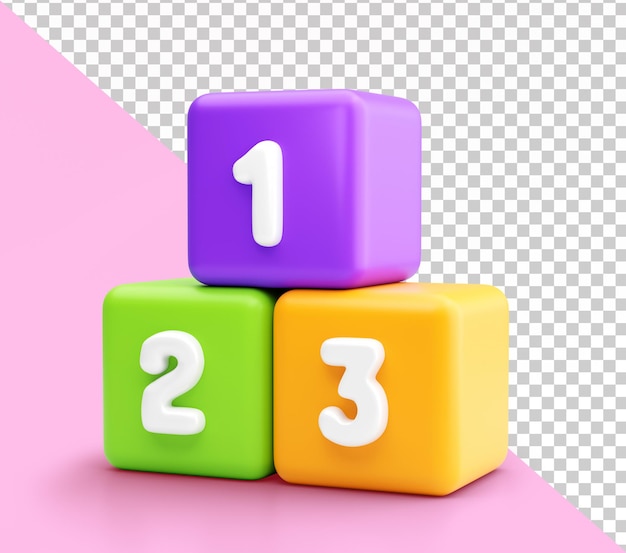 Bloques de números educativos en 3D para niños que aprenden