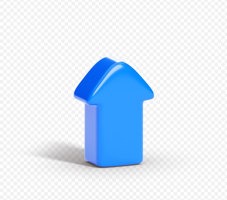 PSD gratuito blue arrow icon illustrazione 3d concetto di business e successo sfondio
