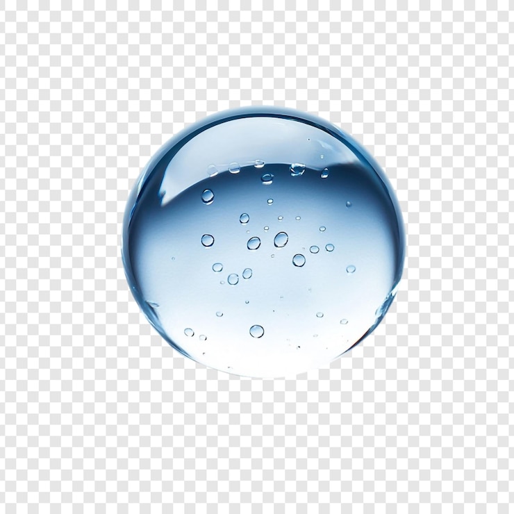 PSD Gratis blue liquid sphere with bubbles a stunning macro shot