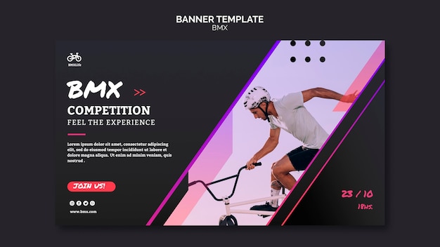 Gratis PSD bmx competitie banner sjabloonontwerp