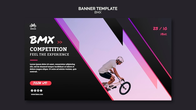 Gratis PSD bmx competitie banner sjabloonstijl