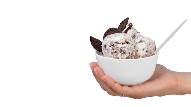 Bodegón de galletas y helado en un tazón