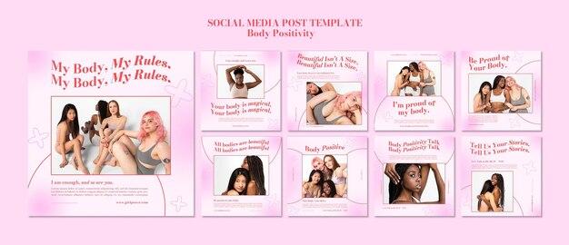 Gratis PSD body positieve posts op sociale media