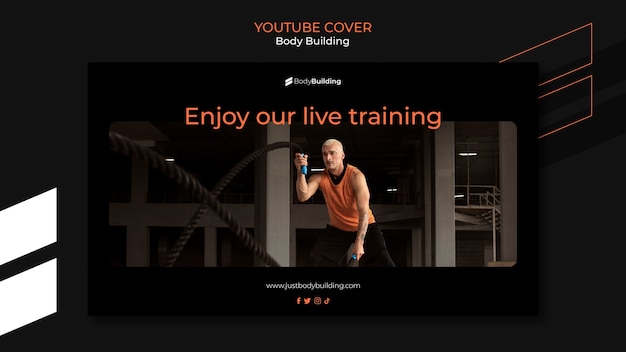 Gratis PSD bodybuilding youtube-voorbladsjabloon