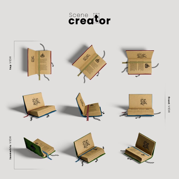 Gratis PSD boek verschillende hoeken halloween scène maker