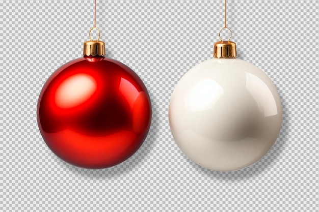 PSD gratuito una bola de navidad roja y blanca colgada en aislamiento en un fondo transparente