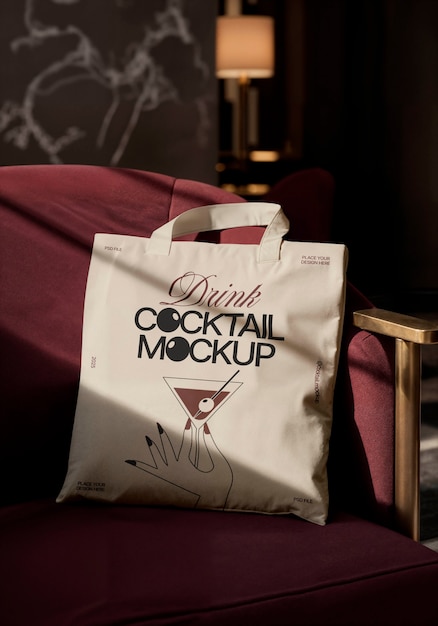 Bolsa blanca en una maqueta de silla roja